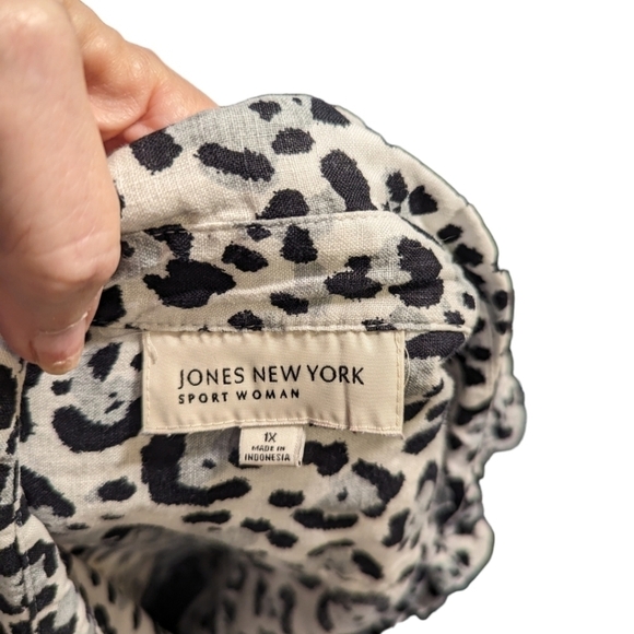 Designer plus size 100% linen leopard print button front flowy tunic top sz 1x - Picture 3 of 12